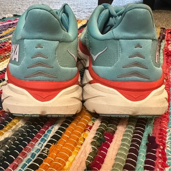 Hoka Sky Blue and Coral Athletic Shoes - Picture 5 of 8